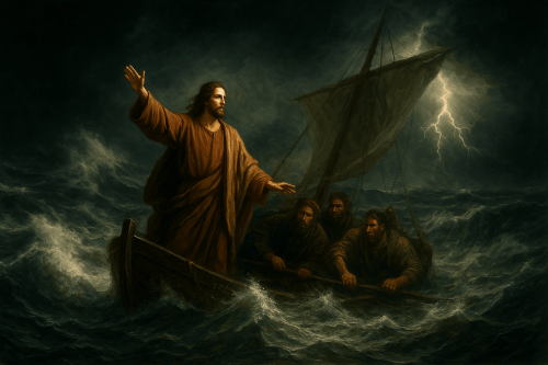 Jesus calming the winds