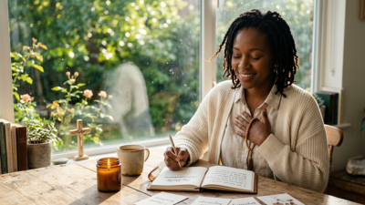 Person writing affirmations