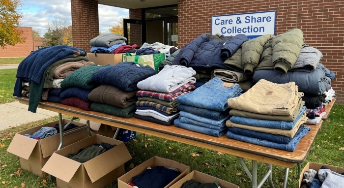 Winter Clothing Donation Table